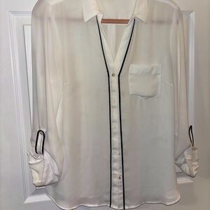 Dress shirt - white button up with black trim